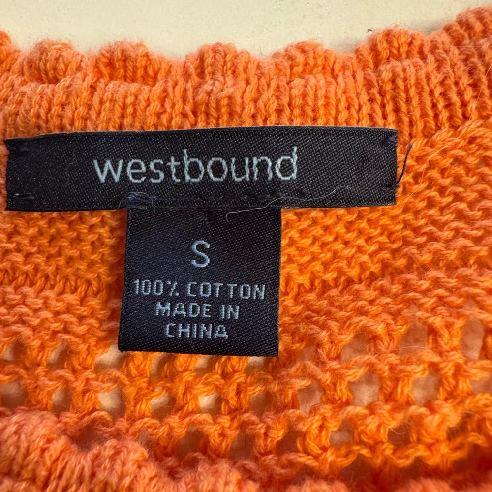 Westbound Orange Crochet Sleeveless Knit Sweater Boho Size Small - Picture 3 of 5
